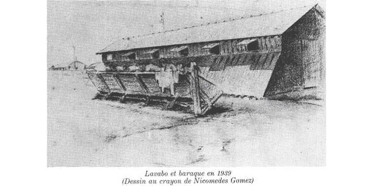 Camp de Gurs | Lavabo et baraque en 1939 | Gurs (64)